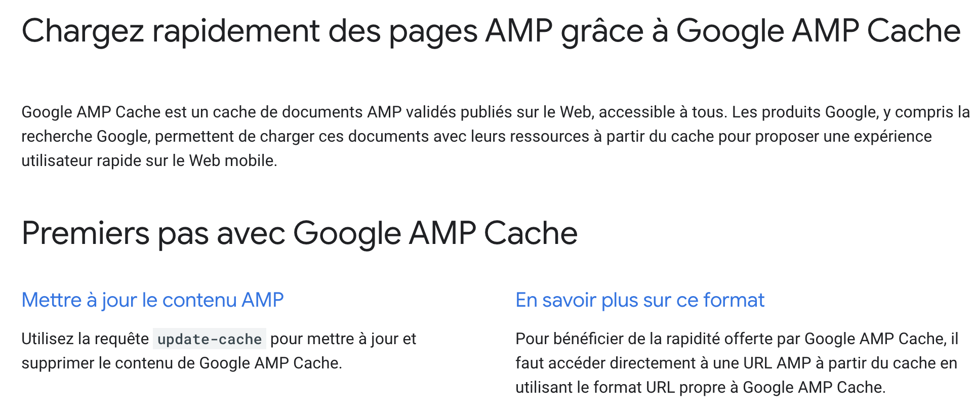 Page des conseils Google sur l'implémentation de l'amp
