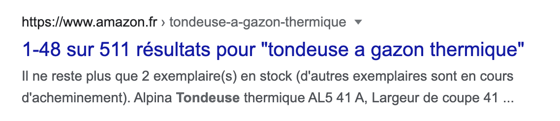 Exemple de réécriture de title par Google