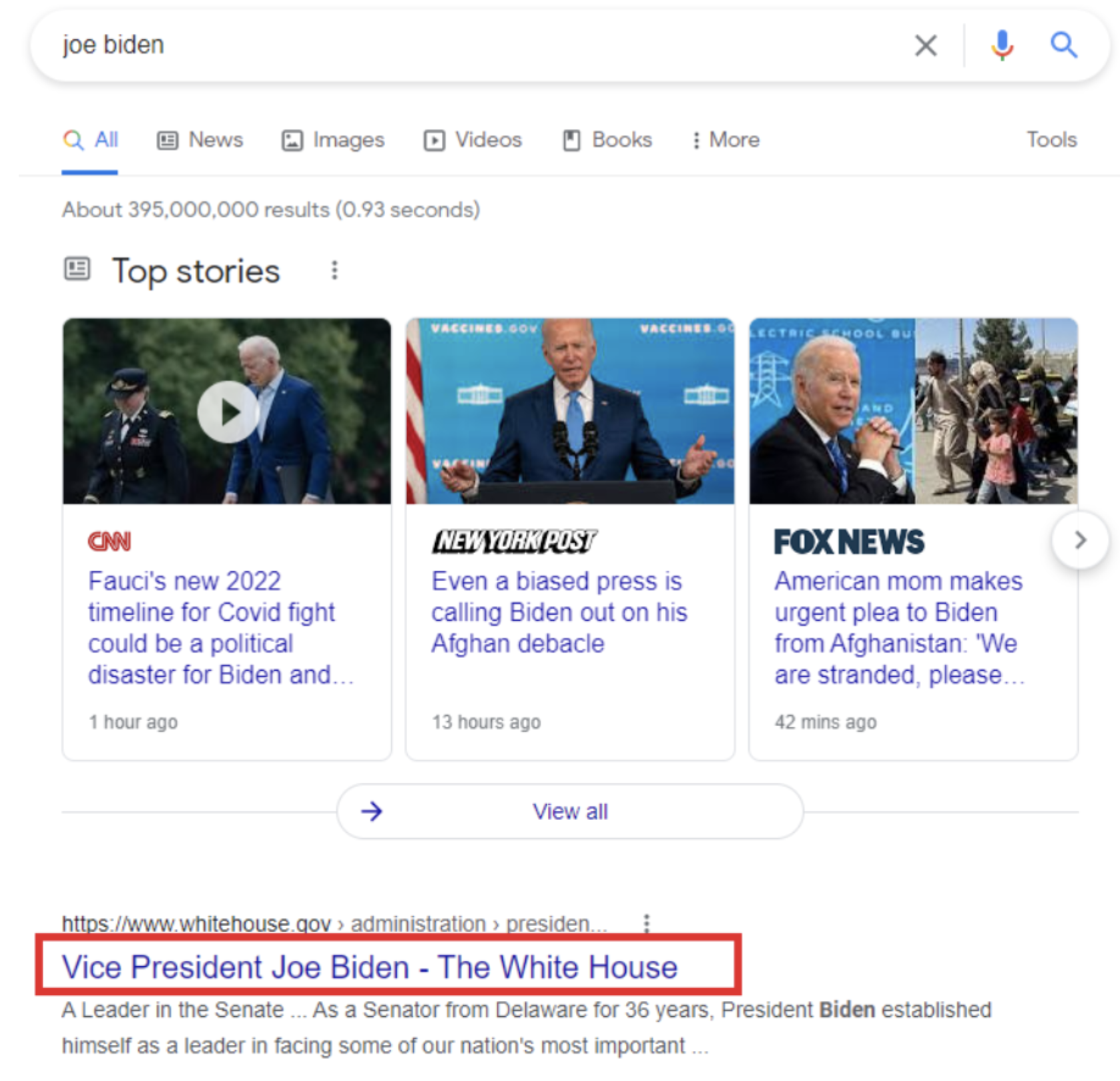 Exemple du titlegate relatif à Joe biden