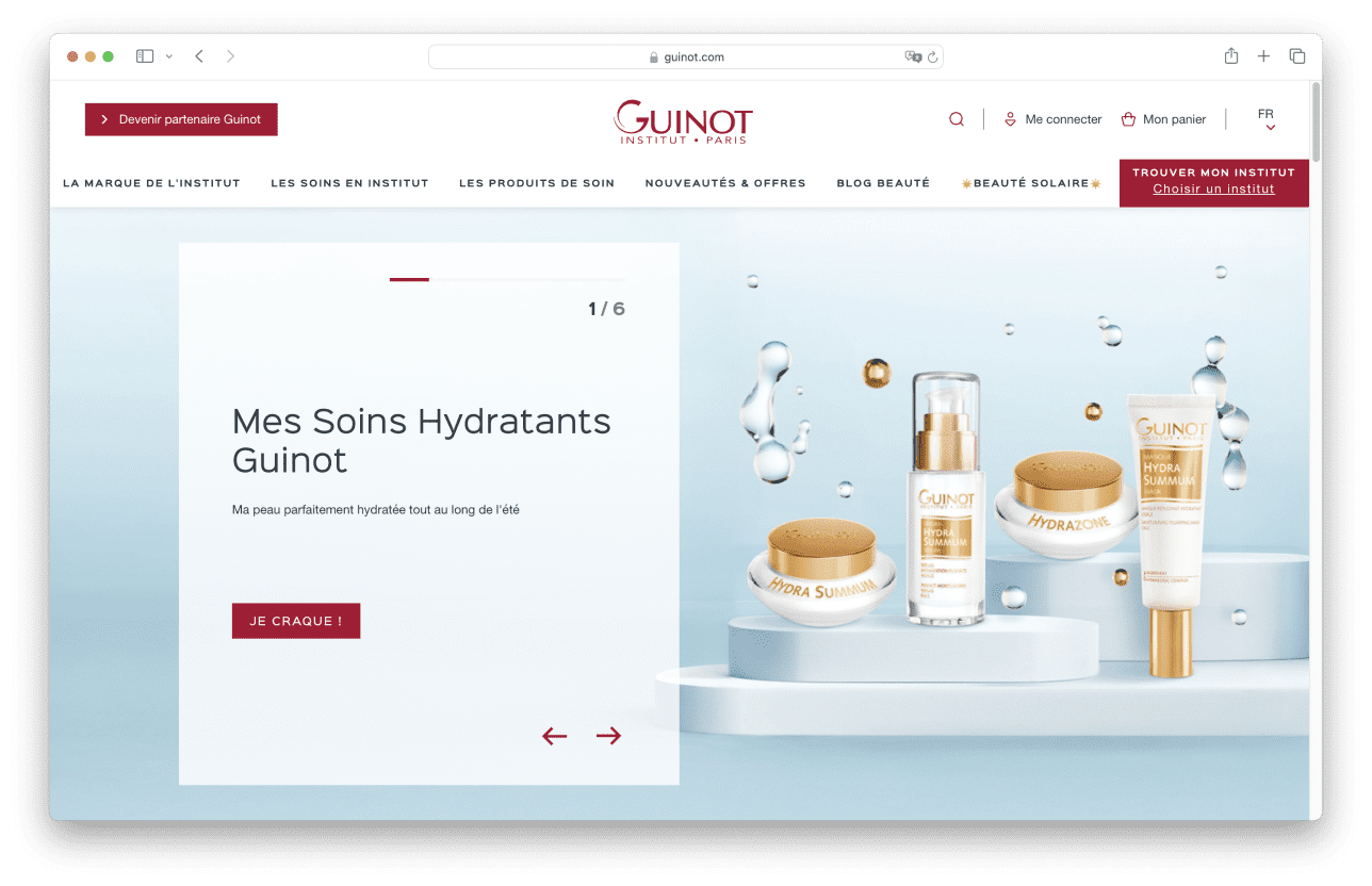 Capture d'écran du site guinot.com