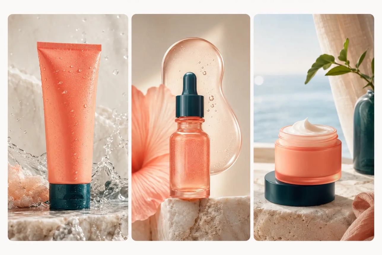 Exemple de carrousel Pinterest Ads en trois cartes beauté