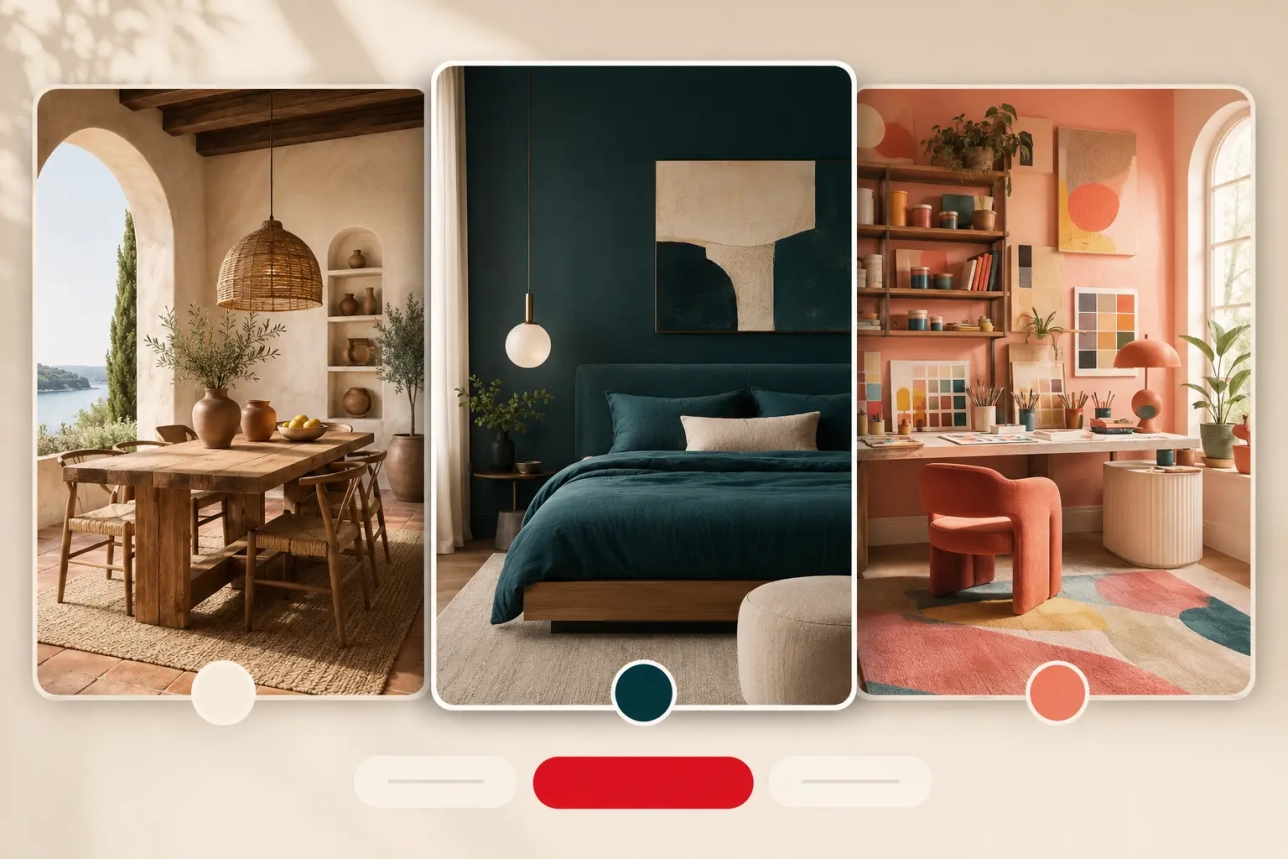 Illustration de plusieurs choix visuels pour un format interactif Pinterest Ads